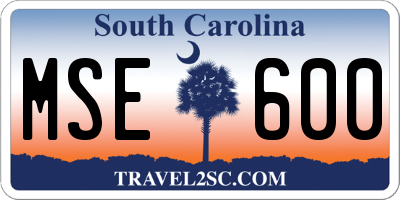 SC license plate MSE600