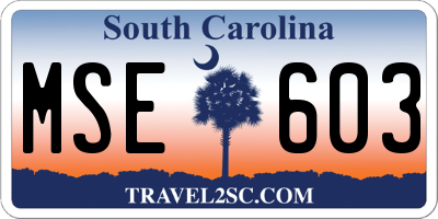 SC license plate MSE603