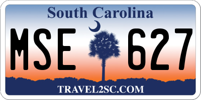 SC license plate MSE627
