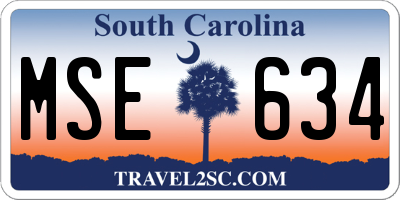 SC license plate MSE634