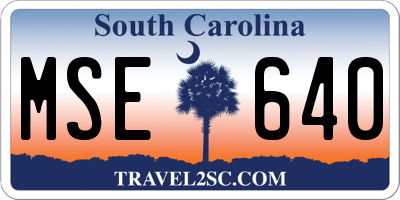 SC license plate MSE640