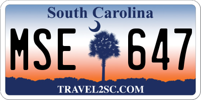 SC license plate MSE647