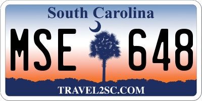 SC license plate MSE648