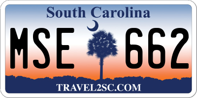 SC license plate MSE662