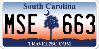 SC license plate MSE663