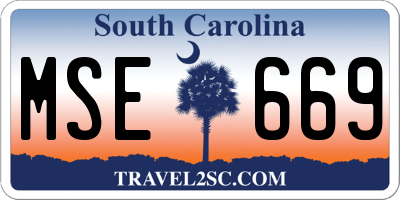 SC license plate MSE669