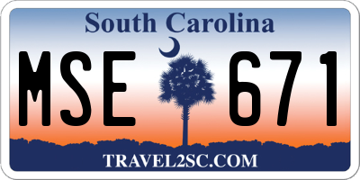 SC license plate MSE671