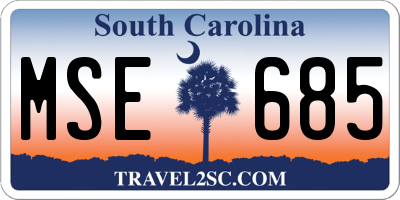 SC license plate MSE685