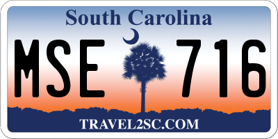 SC license plate MSE716