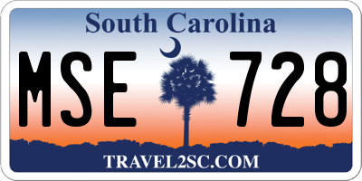 SC license plate MSE728