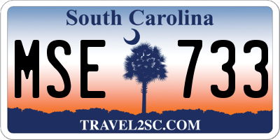 SC license plate MSE733