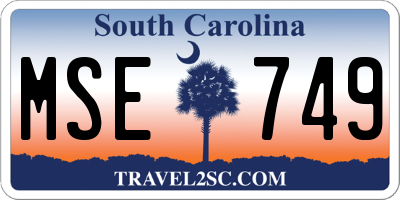 SC license plate MSE749