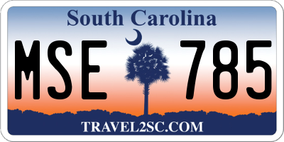 SC license plate MSE785