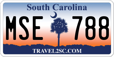 SC license plate MSE788