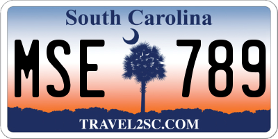 SC license plate MSE789
