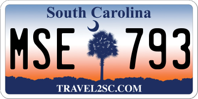 SC license plate MSE793