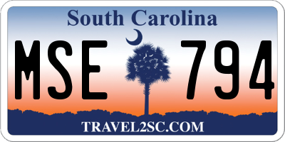 SC license plate MSE794