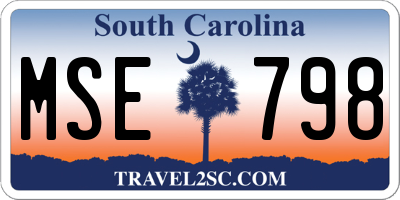 SC license plate MSE798