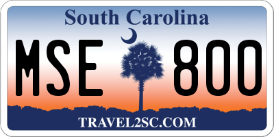 SC license plate MSE800