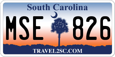 SC license plate MSE826