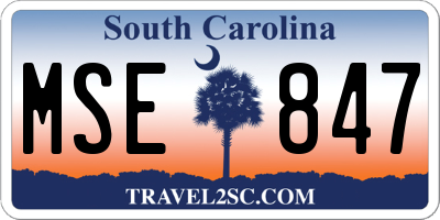 SC license plate MSE847