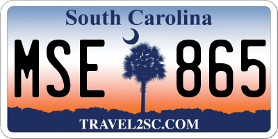 SC license plate MSE865