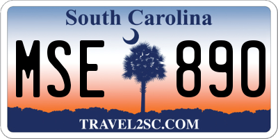 SC license plate MSE890