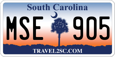 SC license plate MSE905