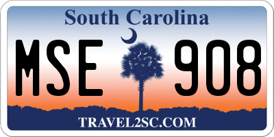 SC license plate MSE908