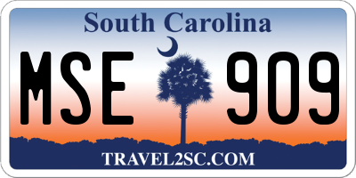 SC license plate MSE909