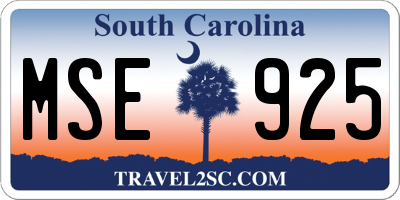 SC license plate MSE925