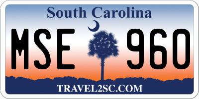 SC license plate MSE960