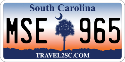 SC license plate MSE965