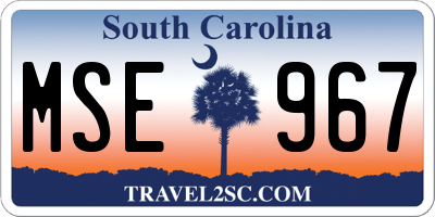 SC license plate MSE967