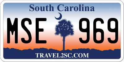 SC license plate MSE969