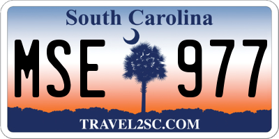 SC license plate MSE977