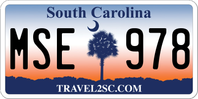 SC license plate MSE978