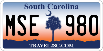 SC license plate MSE980