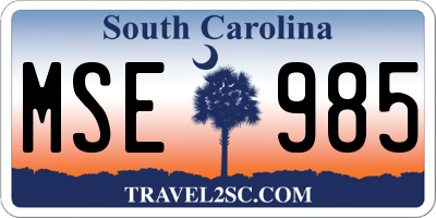 SC license plate MSE985