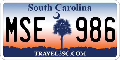 SC license plate MSE986