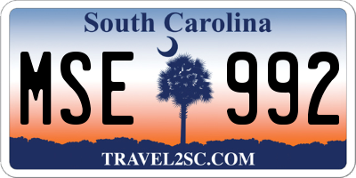 SC license plate MSE992