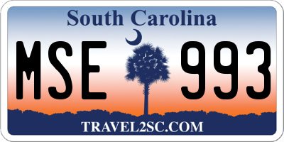 SC license plate MSE993