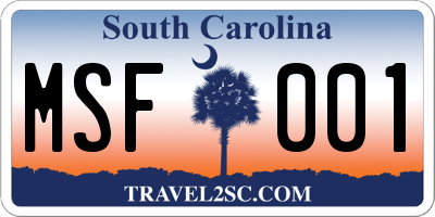 SC license plate MSF001