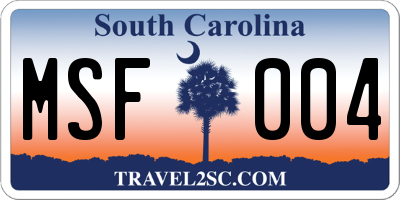 SC license plate MSF004