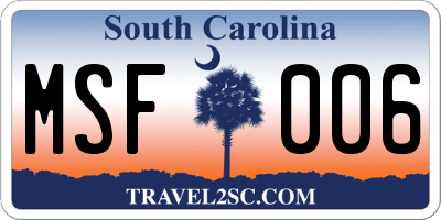 SC license plate MSF006