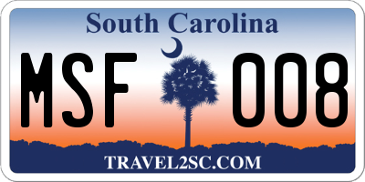 SC license plate MSF008