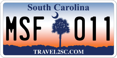 SC license plate MSF011