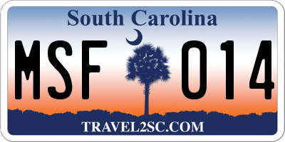 SC license plate MSF014