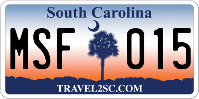 SC license plate MSF015