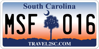 SC license plate MSF016